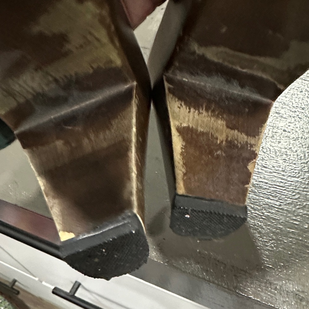 Coach Brown and Tan Mules with Gold Buckle - Picture 7 of 7